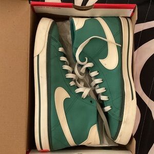Nike Teal and Cream High-Top Sneakers